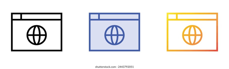 browser icon. Linear, Blue Fill and Gradient Style Design Isolated On White Background