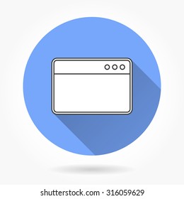 Browser  icon with long shadow, flat design. Vector illustration.