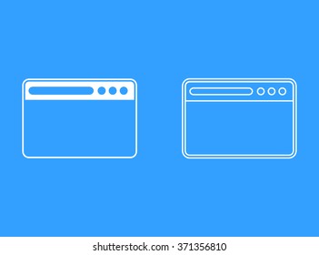 Browser  icon  on blue background. Vector illustration.