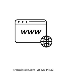 Browser icon outline collection or set in black and white