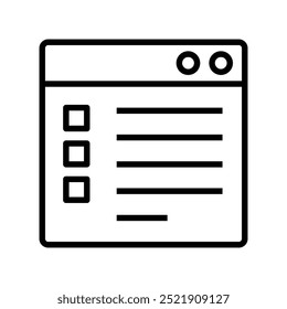 ícone do navegador. Design de estilo de estrutura de tópicos isolado no plano de fundo branco