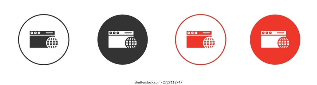 Icono del navegador en negro. Icono de diseño Vector stock