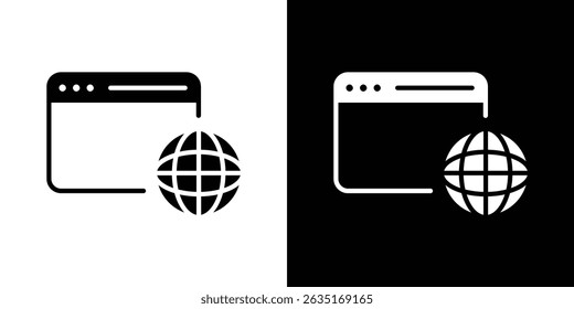 Símbolos del icono del navegador. Ilustración vectorial.
