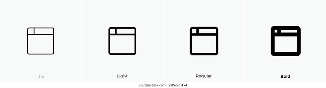 browser icon. Thin, Light Regular And Bold style design isolated on white background