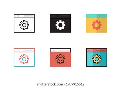 Icono del navegador ilustración vectorial con seis estilos diferentes. aislado sobre fondo blanco
