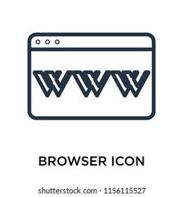 Browser icon vector isolated on white background, Browser transparent sign , thin pictogram or outline symbol design in linear style