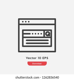 Browser icon vector. Browser symbol. Linear style sign for mobile concept and web design. Browser symbol illustration. Pixel vector graphics - Vector.
