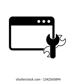  browser icon. Webpage icon/ internet icon with settings sign vector