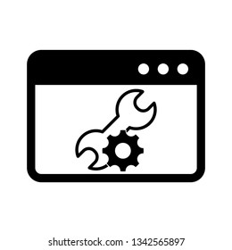  browser icon. Webpage icon/ internet icon with settings sign vector