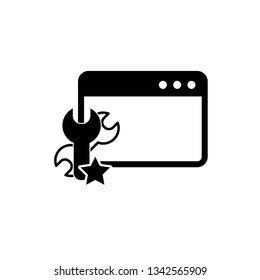  browser icon. Webpage icon/ internet icon with settings sign vector