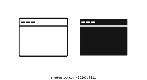 Browser icons in flat solid and thin line style