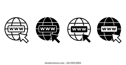 Browser Icons Globe with WWW and Cursor Vector Design Illustration