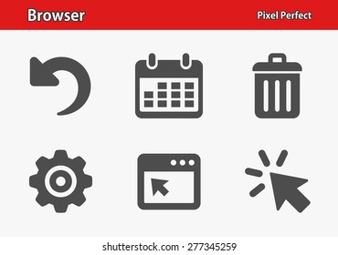 Browser Icons. Professional, pixel perfect icons optimized for both large and small resolutions. EPS 8 format. Designed at 32 x 32 pixels.