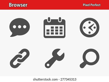 Browser Icons. Professional, pixel perfect icons optimized for both large and small resolutions. EPS 8 format. Designed at 32 x 32 pixels.