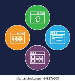 Browser icons set. set of 4 browser outline icons such as