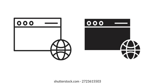 Ícones do navegador definidos isolados na ilustração de vetor plano de fundo branco.