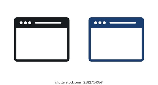 Browser icons set vectors black and colored style