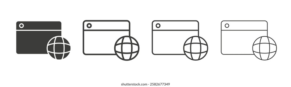 Browser icons set vectors graphic designs
