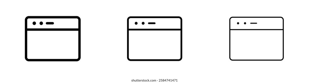 Browser icons in three different stroke lines