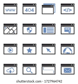 Browsersymbole. Zwei Tone-Flat-Design. Vector Illustration.