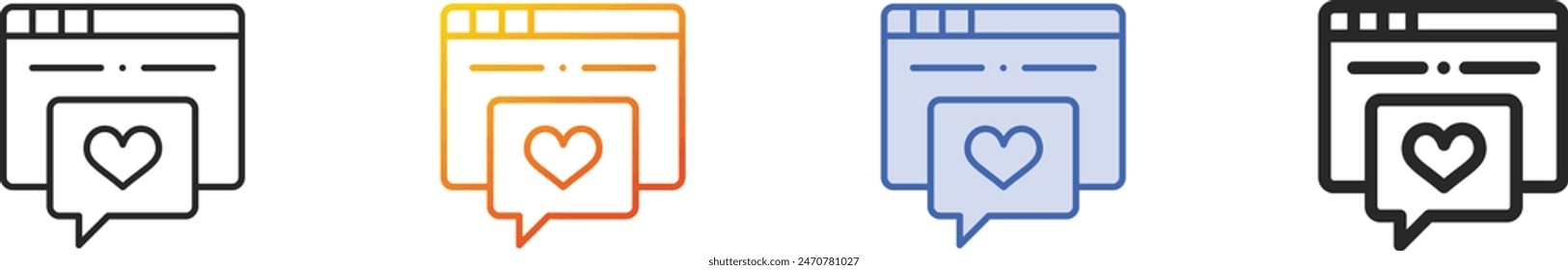 browser icon.Thin Linear, Gradient, Blue Stroke and bold Style Design Isolated On White Background