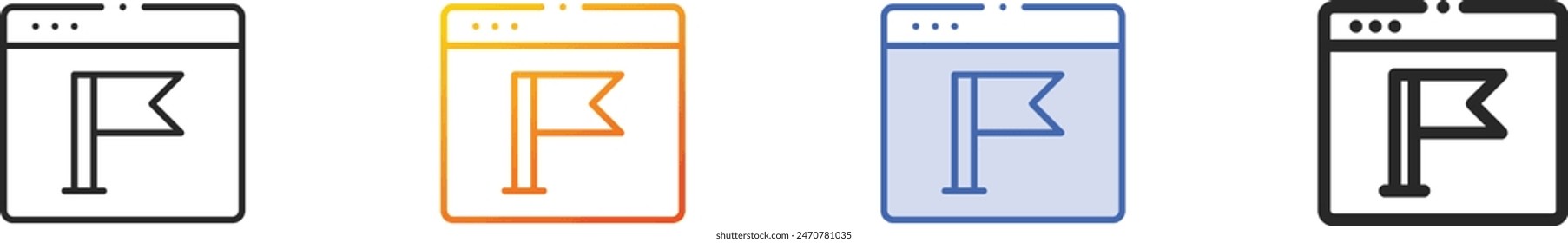 browser icon.Thin Linear, Gradient, Blue Stroke and bold Style Design Isolated On White Background