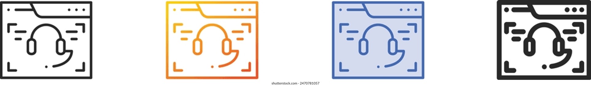 browser icon.Thin Linear, Gradient, Blue Stroke and bold Style Design Isolated On White Background