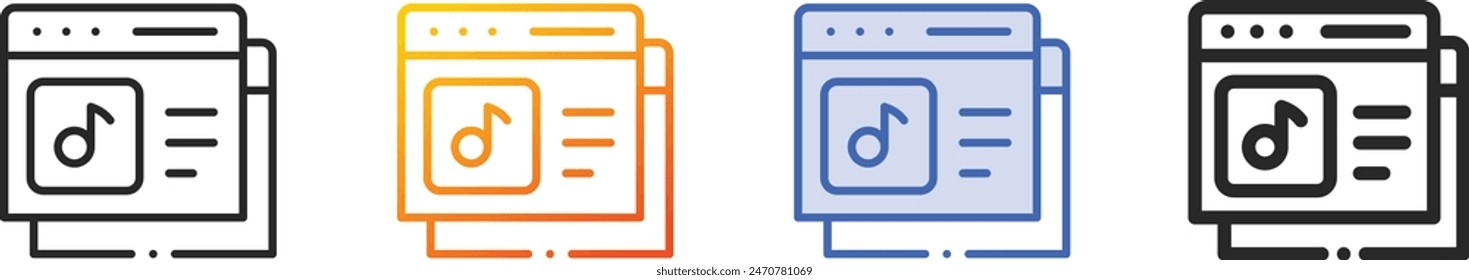 browser icon.Thin Linear, Gradient, Blue Stroke and bold Style Design Isolated On White Background