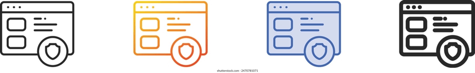 browser icon.Thin Linear, Gradient, Blue Stroke and bold Style Design Isolated On White Background
