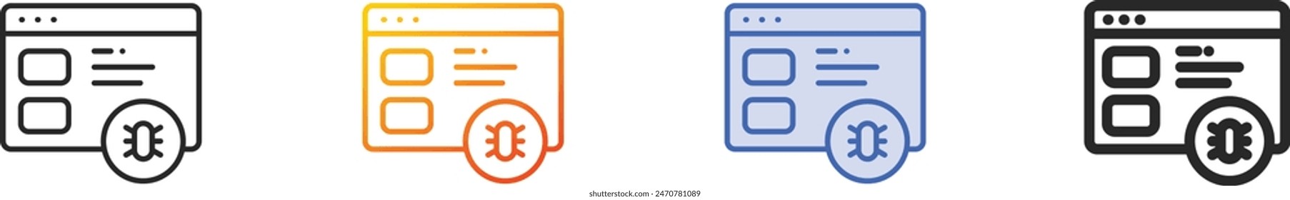 browser icon.Thin Linear, Gradient, Blue Stroke and bold Style Design Isolated On White Background