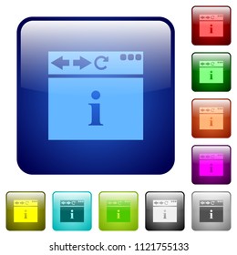 Browser info icons in rounded square color glossy button set