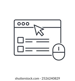 Browser information analysis. Search engine optimization. Digital marketing. Vector illustration icon isolated on white background.