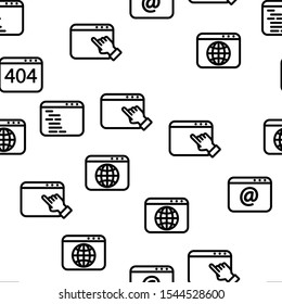 Browser Internet Web Site Pages Vector Seamless Pattern Thin Line Illustration