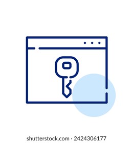 Browser and key. Secure internet account. Pixel perfect, editable stroke