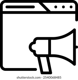 Vector de ilustración de icono de línea de navegador