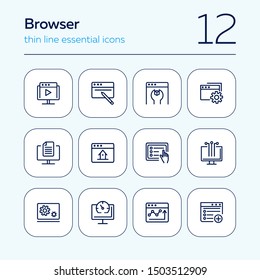 Browser line icon set. Window, settings, homepage. Internet concept. Can be used for topics like website design, remote work, internet marketing, communication