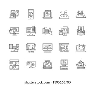 Browser line icons, signs, vector set, outline illustration concept 