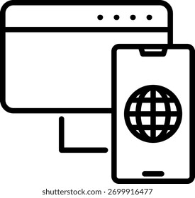 Vector lineal del icono del navegador para la ilustración con aislado. conveniente para el diseño, icono, logotipo, App