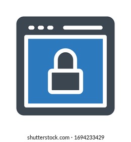 browser lock vector glyph color icon 