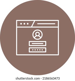 Imagen vectorial del icono de círculo de línea de inicio de sesión del navegador. También se puede usar para aplicaciones web, aplicaciones móviles y medios impresos.