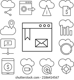 Browser, mail, SEO icon in a collection with other items