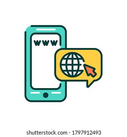 Browser mobile application in smartphone color line icon. Pictogram for web page, mobile app, promo. UI UX GUI design element. Editable stroke