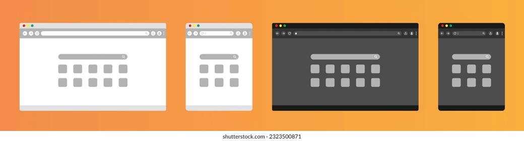 Browser mockup for computer, tablet and smartphone. Web window screen. Internet empty page. Search mockup for browser. Vector