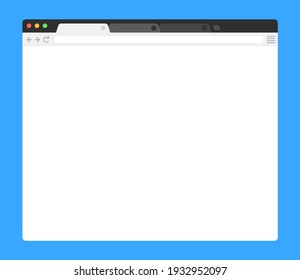 Browser mockup on blue background. Web browser in flat style. Vector illustration.