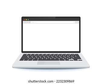 Browser mockup on laptop screen. laptop with browser. Search.