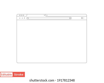 Browser Mockup Outline For Website. Empty Browser Window In Line Style. Vector Illustration Isolated On White Background. Webpage User Interface, Desktop Internet Page Concept. Editable Stroke EPS 10