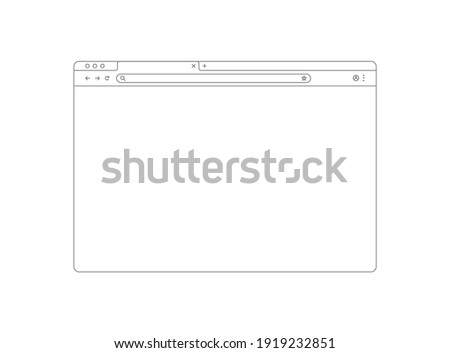 Browser mockup outline for website. Empty browser window in line style. Vector illustration isolated on white background. Webpage user interface, desktop internet page concept. EPS 10