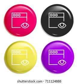 Browser multi color glossy badge icon set. Realistic shiny badge icon or logo mockup