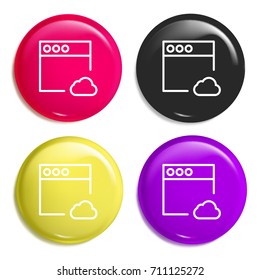 Browser multi color glossy badge icon set. Realistic shiny badge icon or logo mockup