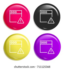 Browser multi color glossy badge icon set. Realistic shiny badge icon or logo mockup